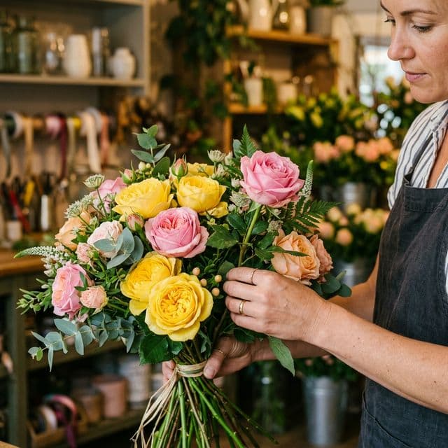 Amarilis creando un arreglo