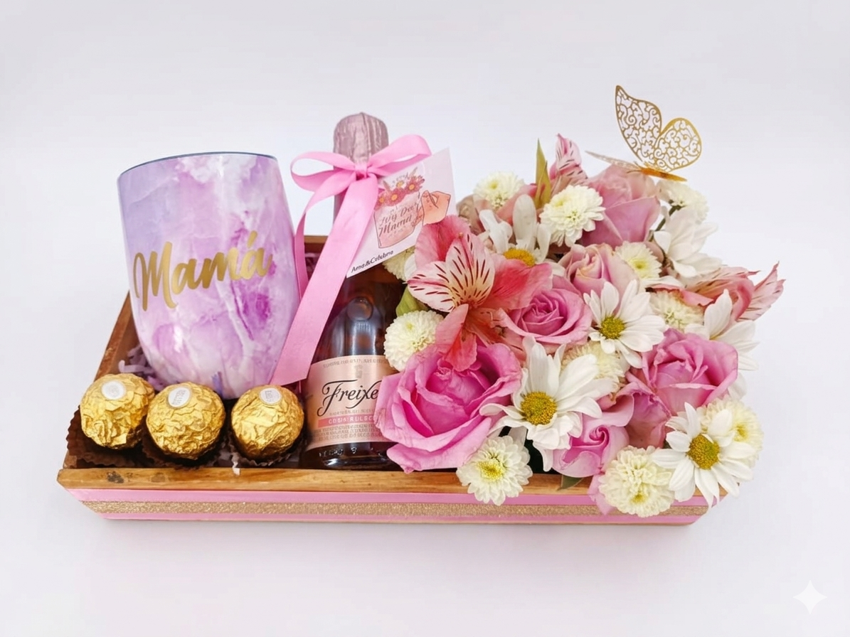 Caja floral de madera